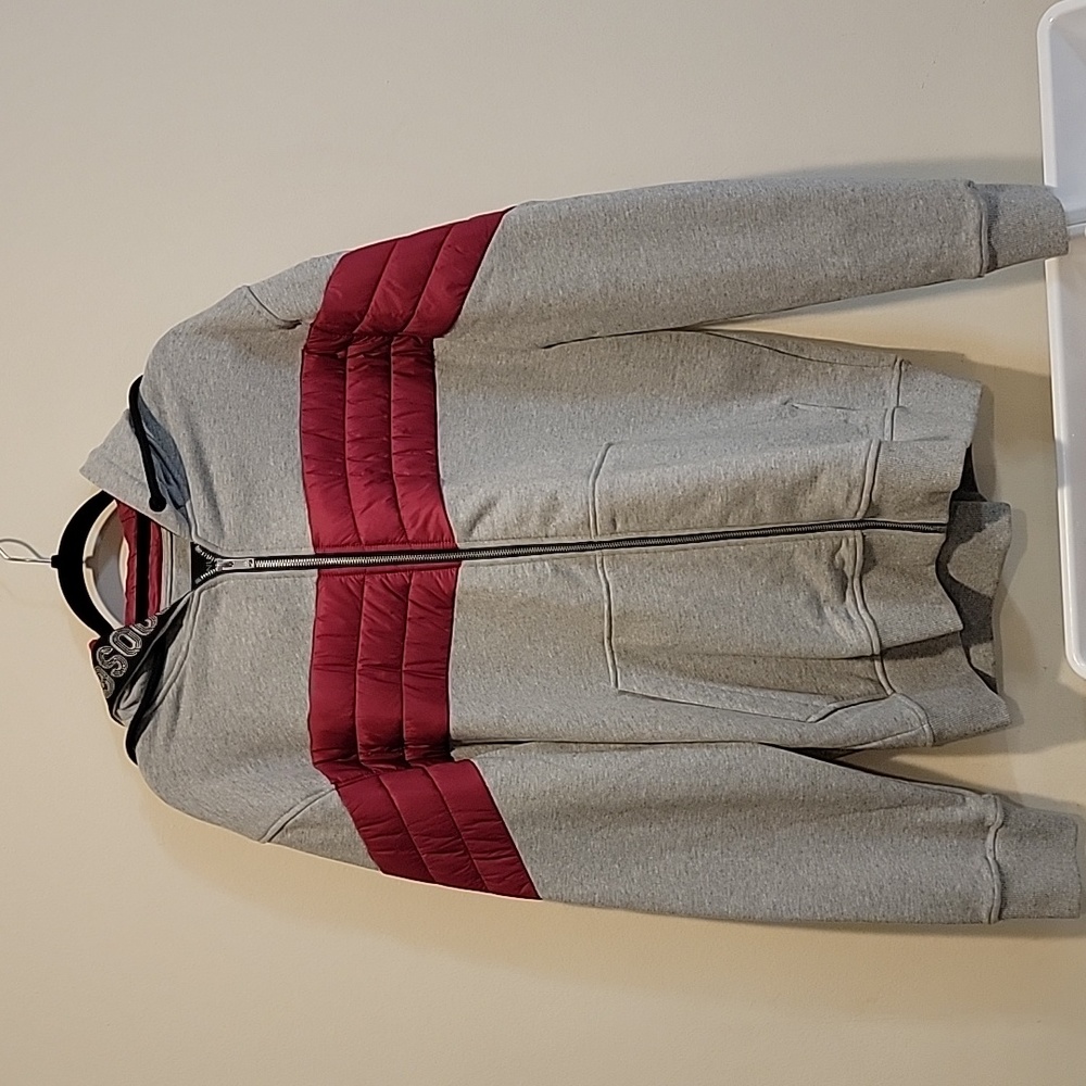 Moose Knuckles Hoodie Jacket Grey Wine XL sweatshirt zip up